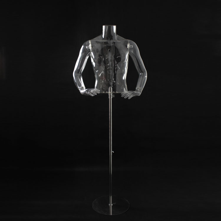 Transparent Male Half Body Mannequin with Stand Posh Concept