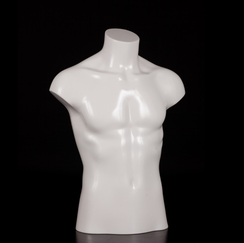Male Half Mannequin, 26.77 inch Height, White Mannequin Posh Concept