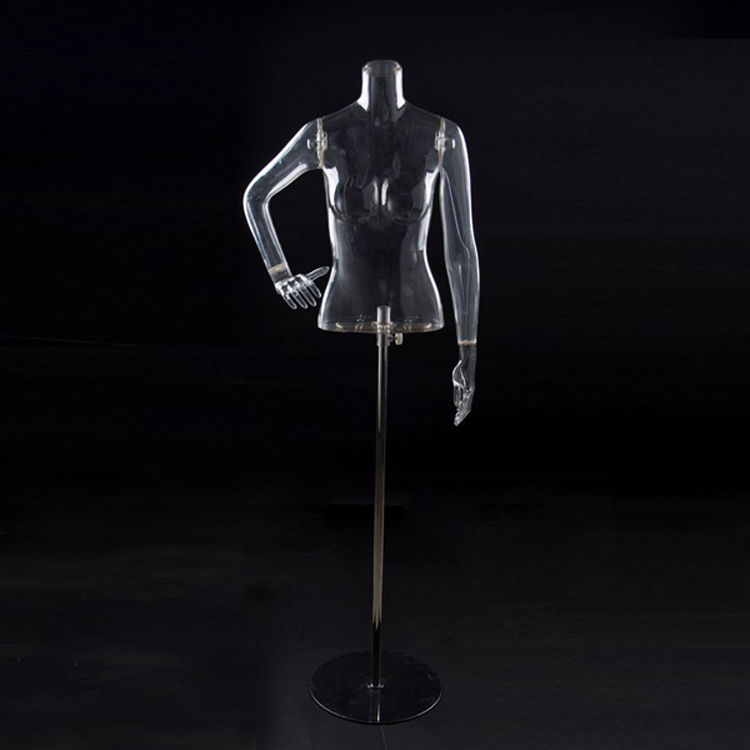 Flexible Female Half Body Mannequin Without Head, Clear Posh Concept